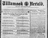 A portion of the front page of the old Herald Newspaper from Tillamook, Oregon